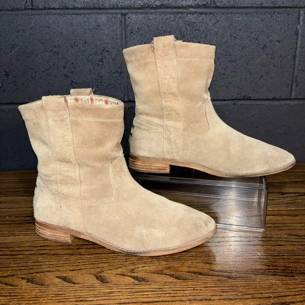 TOMS Tan Suede Western Ankle Boots Pull-On Women’s 8.5